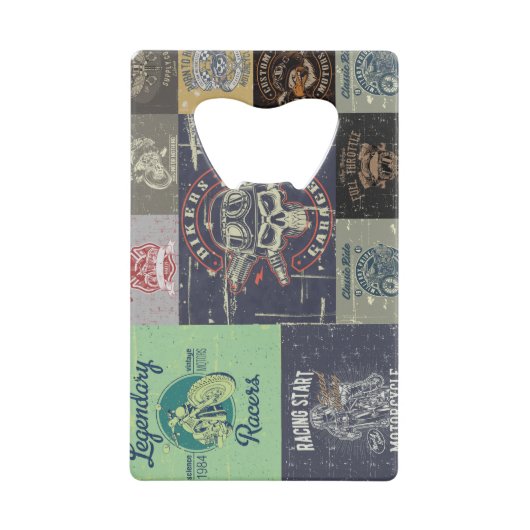 Retro Motorfiets Roestvrij stalen flesopener Creditkaart Flessenopener (Voorkant)