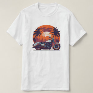Retro Motorfiets Sunset Classic Biker T-shirt