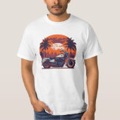 Retro Motorfiets Sunset Classic Biker T-shirt (Voorkant)