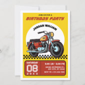 Retro motorfiets verjaardag uitnodiging (Voorkant)