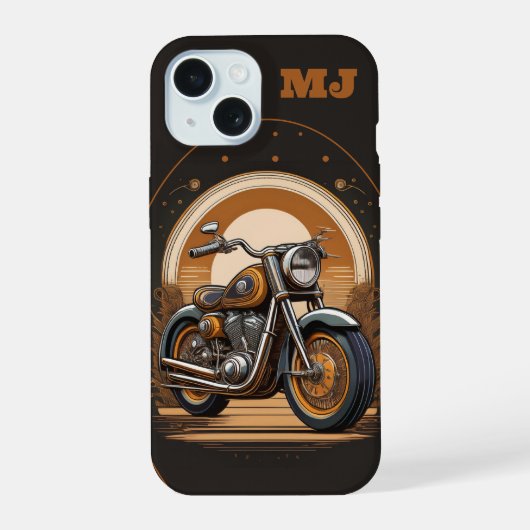 Retro Motorfiets Vibes: Persoonlijk iPhone 15 Case (Achterkant)