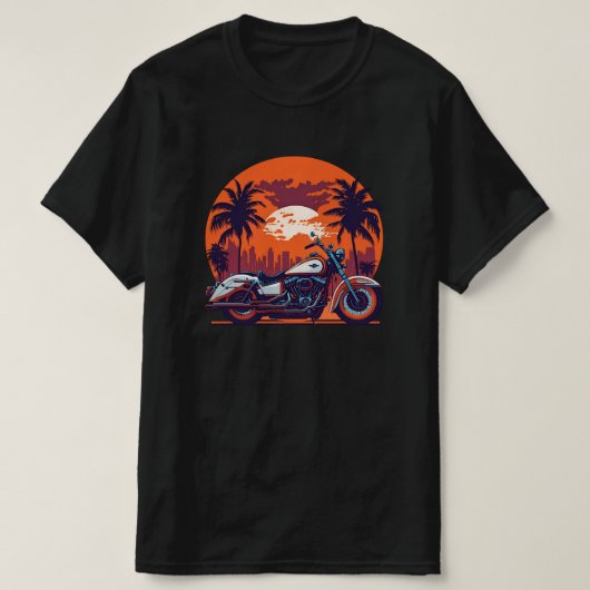 Retro Motorfiets Zonsondergang Biker Classic T-shirt (Design voorkant)