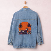  Retro Motorfiets Zonsondergang Palmbomen Biker Denim Jacket (Hangar)