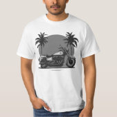  Retro Motorfiets Zwart-wit Zonsondergang T-shirt (Voorkant)