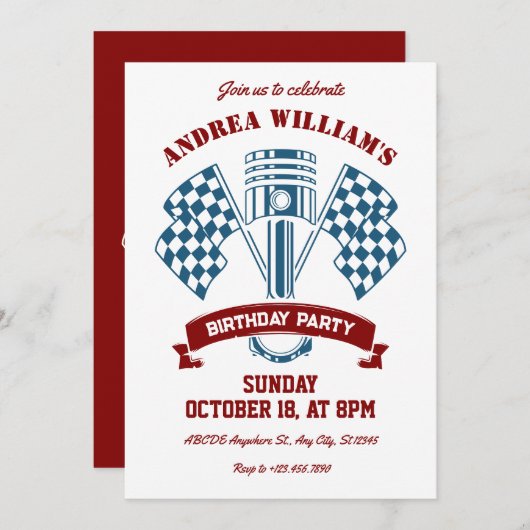 Retro motorrace machine  kaart (Voorkant / Achterkant)