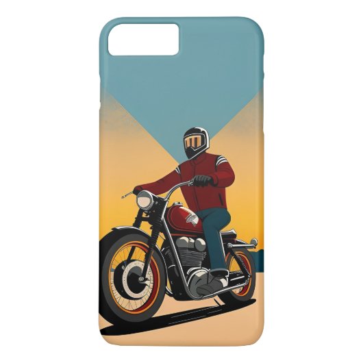 Retro motorrijder rijdend in dramatische zonsonder Case-Mate iPhone case (Achterkant)