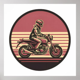 Retro motorrijder – Sunset Biker Art Poster