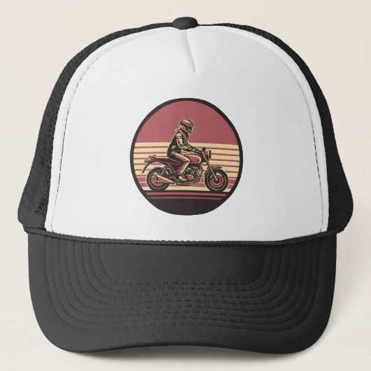 Retro motorrijder –  Sunset Biker Art Trucker Pet (Voorkant)