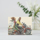 Retro motorrit,  stijl bikers briefkaart (Staand voorkant)