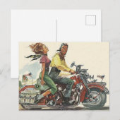 Retro motorrit,  stijl bikers briefkaart (Voorkant / Achterkant)