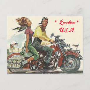 Retro motorrit,  stijl gepersonaliseerd briefkaart