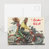 Retro motorrit, stijl gepersonaliseerd briefkaart (Voorkant / Achterkant)