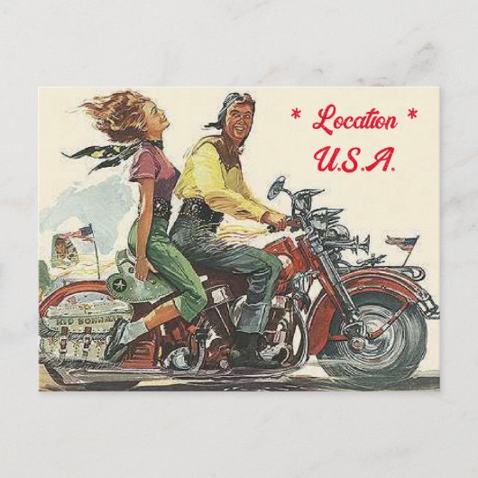 Retro motorrit, stijl gepersonaliseerd briefkaart (Voorkant)