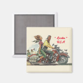 Retro motorrit,  stijl gepersonaliseerd magneet (Voorkant / Achterkant)