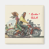 Retro motorrit,  stijl gepersonaliseerd magneet (Voorkant)