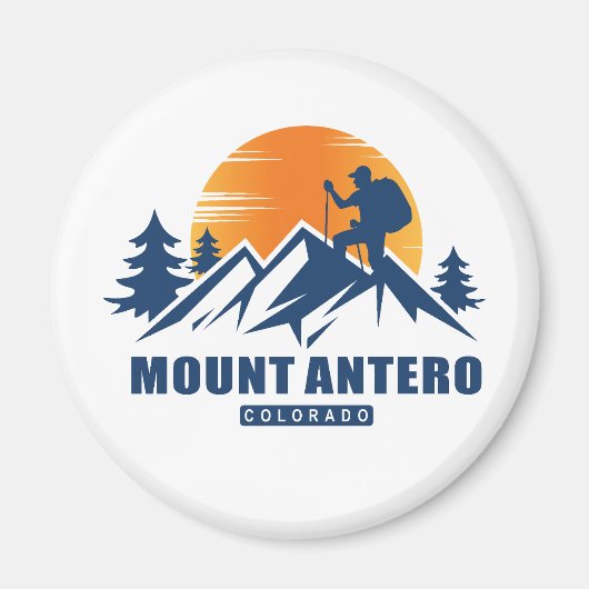Retro Mount Antero Hike Sunset T-shirt Magneet (Voorkant)