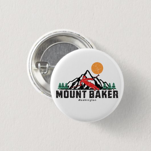 Retro Mount Baker Ski Ronde Button 3,2 Cm (Voorkant /achterkant)