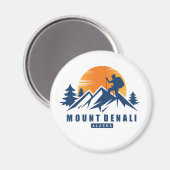 Retro Mount Denali Hike T-shirt Magneet (Voorkant / Achterkant)