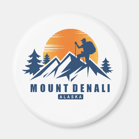 Retro Mount Denali Hike T-shirt Magneet (Voorkant)