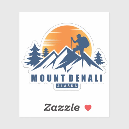 Retro Mount Denali Hike T-shirt Sticker (Vel)