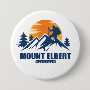 Retro Mount Elbert Hike T-shirt Ronde Button 7,6 Cm