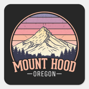 Retro Mount Hood Oregon – Natuur & Avontuur Vierkante Sticker