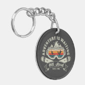 Retro Mount Hood Ski Avontuur Sleutelhanger (Voorkant Links)