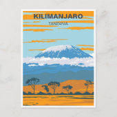  retro Mount Kilimanjaro Tanzania Afrika Briefkaart (Voorkant)