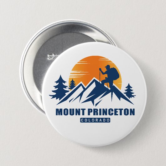 Retro Mount Princeton Hike T-shirt Ronde Button 7,6 Cm (Voorkant /achterkant)