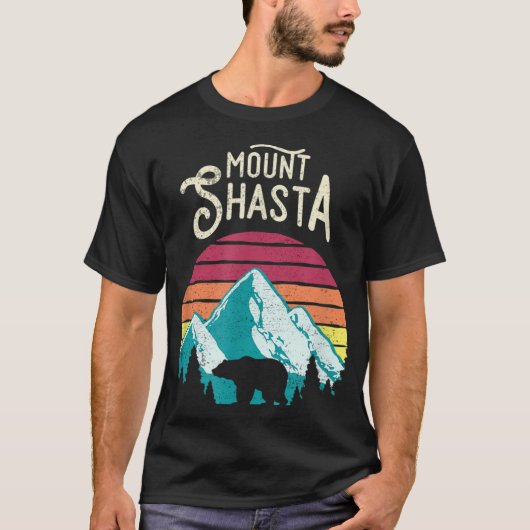 Retro  Mount Shasta California Mountains Be T-shirt (Voorkant)