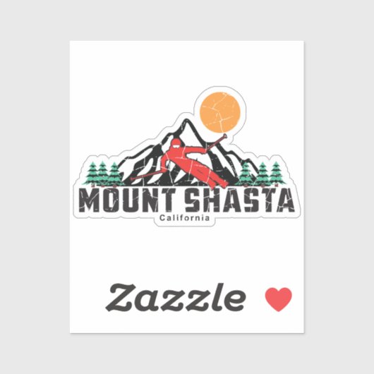 Retro Mount Shasta Ski Sticker (Vel)