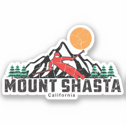 Retro Mount Shasta Ski Sticker (Voorkant)