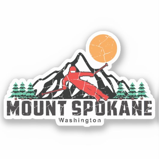 Retro Mount Spokane Ski Sticker (Voorkant)