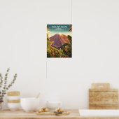 Retro Mount Teide Tenerife Canarische Eilanden Poster (Keuken)