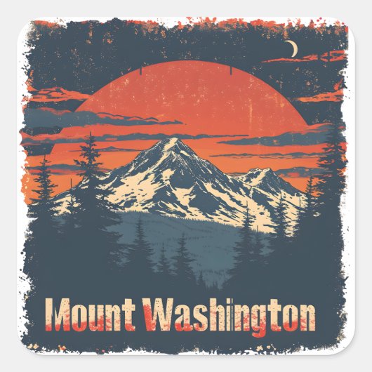 Retro Mount Washington Ski Sticker Set (Voorkant)