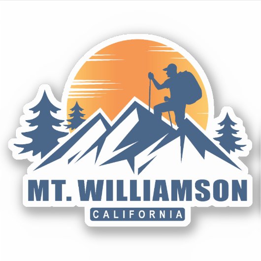 Retro Mount Williamson Hike T-shirt Sticker (Voorkant)