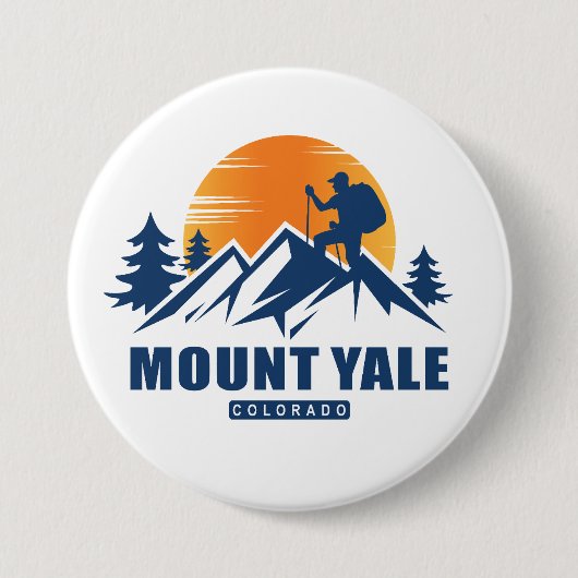 Retro Mount Yale Hike T-shirt Ronde Button 7,6 Cm (Voorkant)