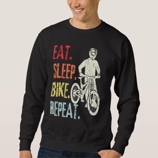 Retro Mountain Biking Bicycle Eat Sleep Bi Trui (Voorkant)