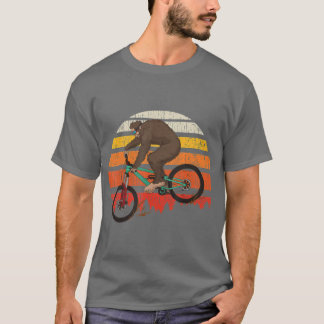 Retro Mountain Biking MTB Funny Bigfoot Riding T-shirt
