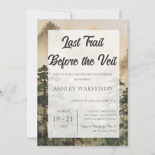 Retro Mountain Camp Bachelorette Weekend Route Kaart (Voorkant)