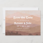 Retro Mountain en Forest Dusty Pink Ombre Wedding Save The Date (Voorkant)