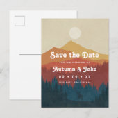 Retro Mountain en Forest Photo Wedding Save the D Aankondigingskaart (Voorkant / Achterkant)