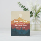 Retro Mountain en Forest Photo Wedding Save the D Aankondigingskaart (Staand voorkant)
