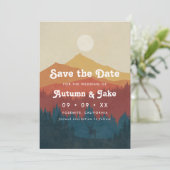 Retro Mountain en Forest Photo Wedding Save The Date (Staand voorkant)