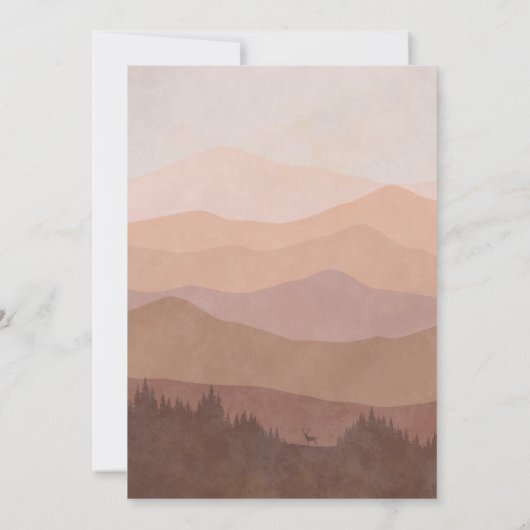 Retro Mountain en Forest Pink Ombre Wedding Save The Date (Achterkant)