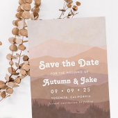 Retro Mountain en Forest Pink Ombre Wedding Save The Date