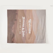 Retro Mountain en Forest Pink Wedding Welcome Wandkleed (Voorkant (horizontaal))