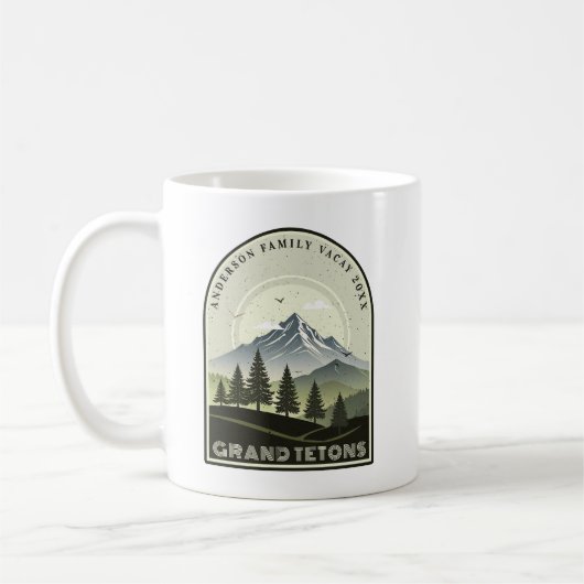 Retro Mountain Family Vacation Green ID1136 Koffiemok (Links)