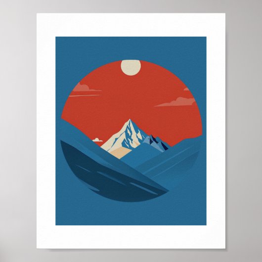 Retro Mountain Illustratie Poster (Voorkant)