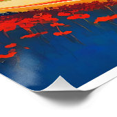 Retro Mountain Landscape Illustratie Fietser Perfect Poster (Hoek)